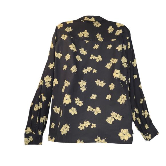Vtg Rena Rowan for Saville Women 16 Floral Button Up Top Black Career Casual - Picture 5 of 10